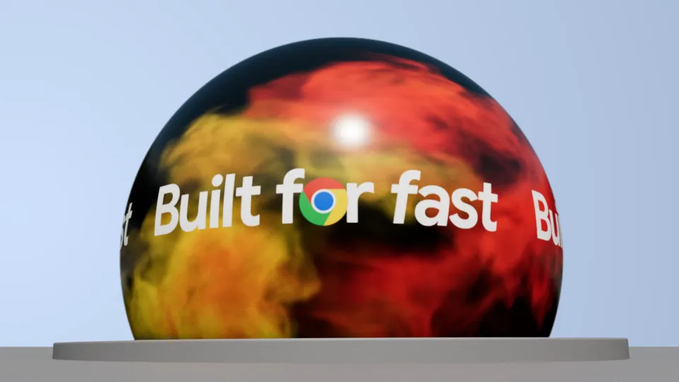 Endcard concept showing the chrome ball trailing smoke, version 2