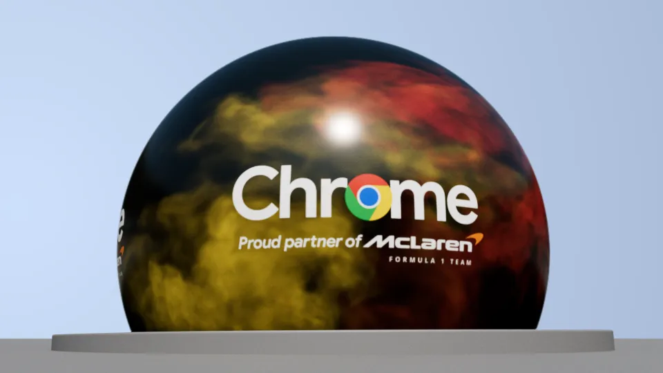 Endcard concept showing the chrome ball trailing smoke, version 3