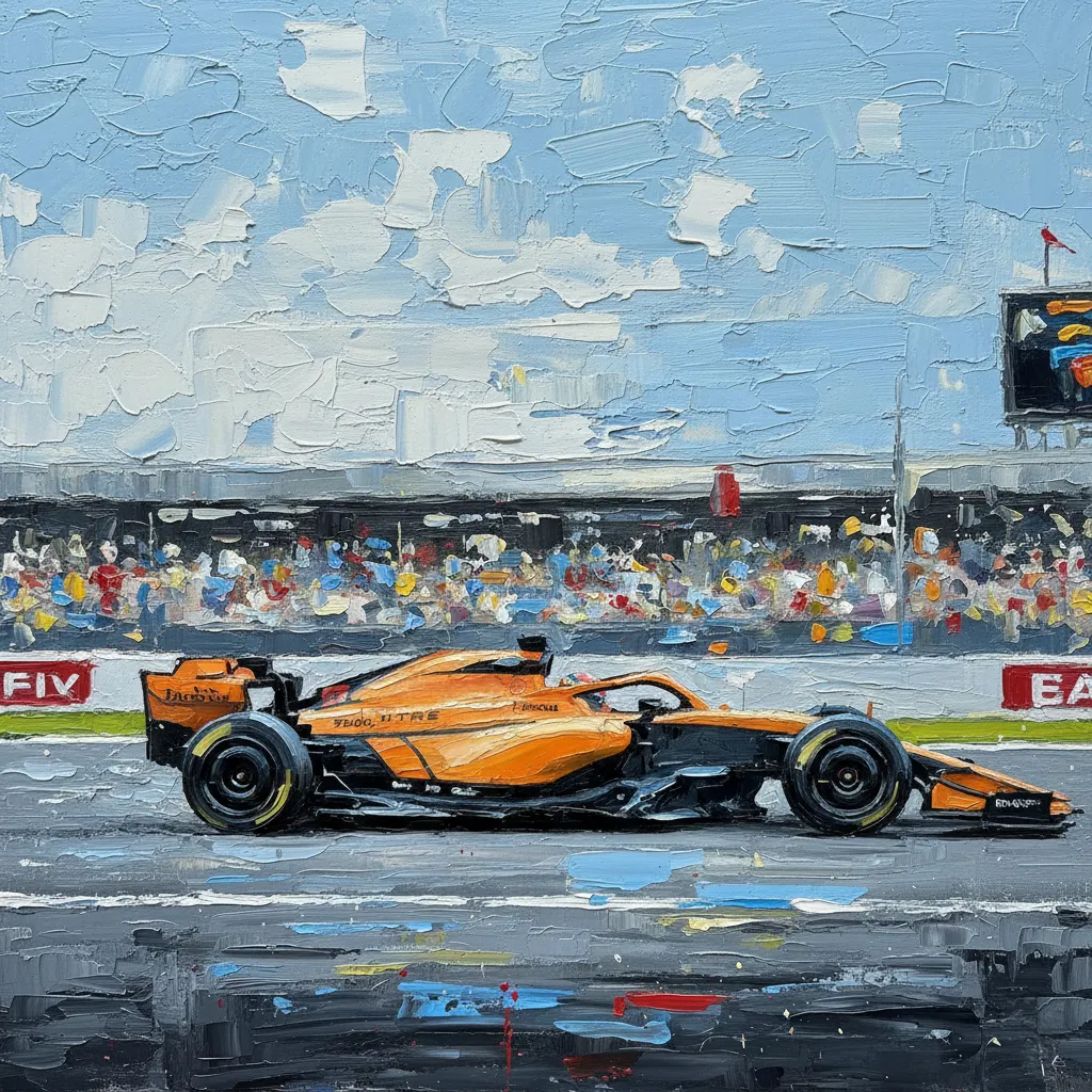 Concept art of the McLaren car as an oil painting wrapping the Sphere